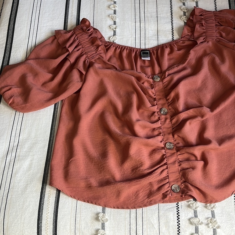 Boutique libian • terracotta rust off shoulder top - Picture 7 of 13
